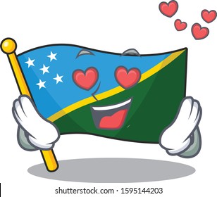 falling In love cute flag solomon island Scroll cartoon mascot design