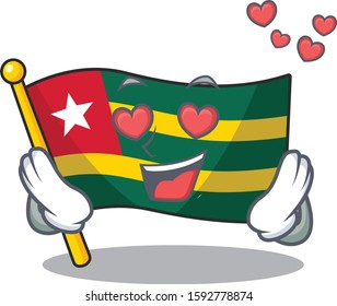 falling In love cute flag togo Scroll cartoon mascot design