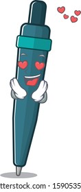 falling In love cute fountain pen Scroll cartoon mascot design