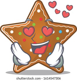 falling in love cute gingerbread star cartoon character design