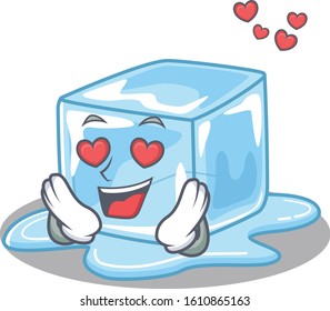 falling in love cute ice cube cartoon character design