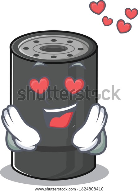 falling\
in love cute oil filter cartoon character\
design