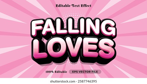 falling love editable text effect, text style