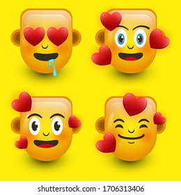 Falling Love Emoji Isolated On Yellow Stock Vector (Royalty Free ...