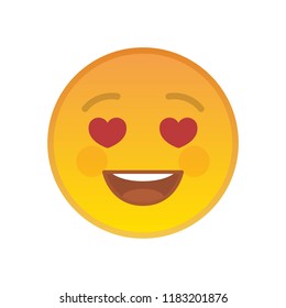 Falling in love emoticon isolated on white background. Amorously yellow emoji symbol. Social communication and internet chatting vector element. Lovingly smile face with facial expression