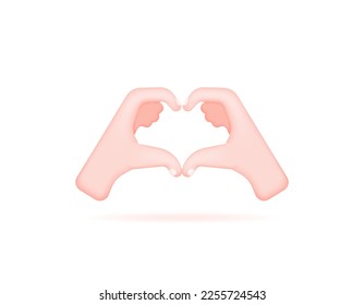 Falling in love, expressing feelings, and romantic. symbol or icon of hands. Two hands form a heart sign with fingers. hand gestures. 3d and realistic concept design. vector elements of valentine's