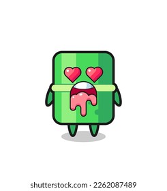 the falling in love expression of a cute bamboo with heart shaped eyes , cute style design for t shirt, sticker, logo element