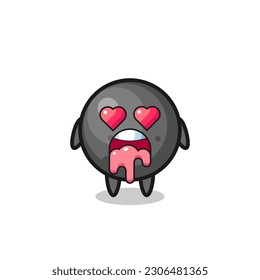 the falling in love expression of a cute cannon ball with heart shaped eyes , cute style design for t shirt, sticker, logo element