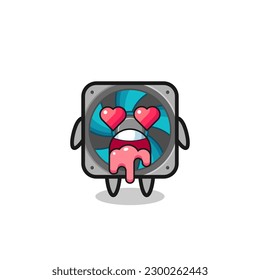 the falling in love expression of a cute computer fan with heart shaped eyes , cute style design for t shirt, sticker, logo element