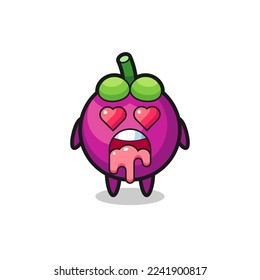 la expresión enamorada de un mangostino lindo con ojos en forma de corazón, diseño de estilo lindo para camiseta, pegatina, elemento logo
