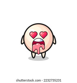 la expresión enamorada de una perla linda con ojos en forma de corazón, diseño de estilo lindo para camiseta, pegatina, elemento logo
