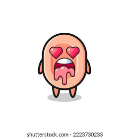 the falling in love expression of a cute soap with heart shaped eyes , cute style design for t shirt, sticker, logo element