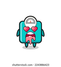 la expresión de amor de una escala de peso linda con ojos en forma de corazón, diseño de estilo lindo para camiseta, pegatina, elemento logo