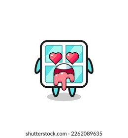 the falling in love expression of a cute window with heart shaped eyes , cute style design for t shirt, sticker, logo element