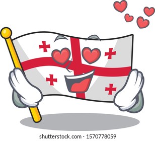 falling In love Happy cute flag georgia cartoon design