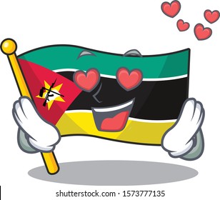 falling In love Happy cute flag mozambique cartoon design