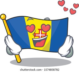 falling In love Happy cute flag madeira cartoon design