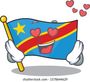 falling In love Happy cute flag democratic republic cartoon design