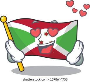 falling In love Happy cute flag burundi cartoon design