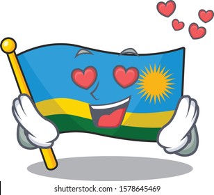 falling In love Happy cute flag rwanda cartoon design