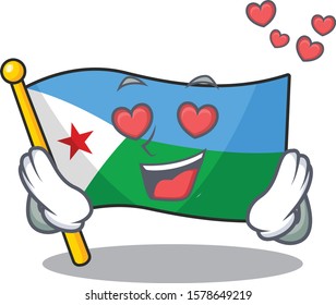 falling In love Happy cute flag djibouti cartoon design