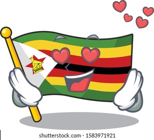falling In love Happy cute flag zimbabwe cartoon design