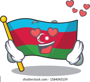falling In love Happy cute flag azerbaijan cartoon design