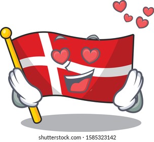 falling In love Happy cute flag denmark cartoon design