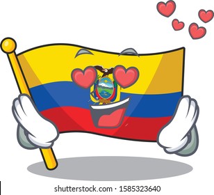 falling In love Happy cute flag ecuador cartoon design