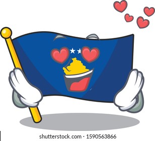 falling In love Happy cute flag kosovo cartoon design
