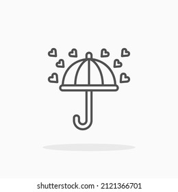 Falling in love heart with umbrella line icon. Editable stroke and pixel perfect. Can be used for digital product, presentation, print design and more.