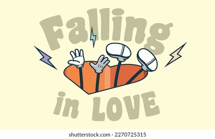 Falling in love hole. Isolated Vector Illustration