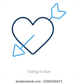 Falling in love and love icon concept