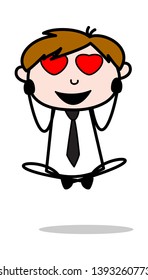 Falling in Love - Office Salesman Employee Cartoon Vector Illustration﻿