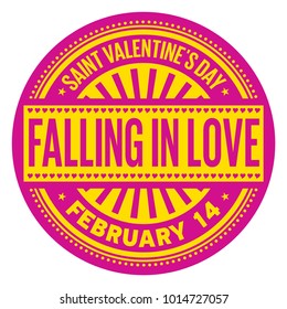 Falling in Love - Valentine's Day Poster or Stamp Abstract Design, vector illustration