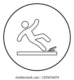 Falling man icon black color outline vector illustration flat style simple image in circle round