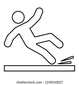 Falling man icon outline black color