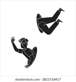 Falling man silhouette illustration with silhouette, movement