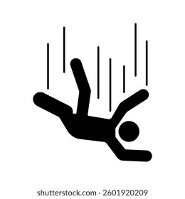 Falling man stick figure pictogram. Different positions of flying person icon set symbol posture on white vector illustration, pictogram isolated on white background. color editable