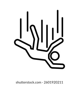 Falling man stick figure pictogram. Different positions of flying person icon set symbol posture on white vector illustration, pictogram isolated on white background. color editable