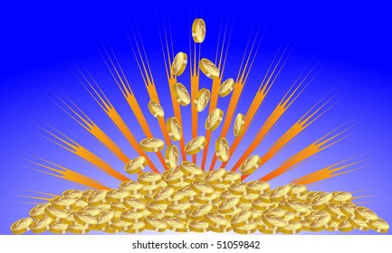 falling many gold coins vector illustration