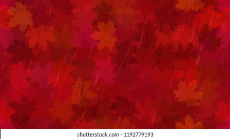 Falling maple leaves, raindrops. Autumn background. The idea of design of tiles, wallpaper, packaging, textiles, background.