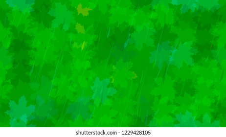 Falling maple leaves, raindrops. Autumn pattern. The idea of design of tiles, wallpaper, packaging, textiles, background.