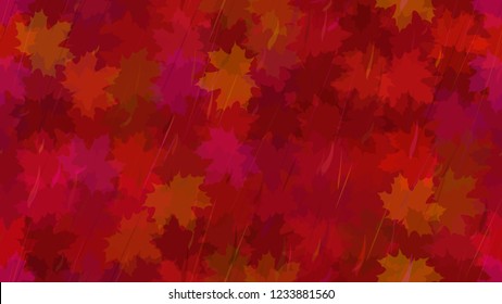 Falling maple leaves, raindrops. Autumn background. The idea of design of tiles, wallpaper, packaging, textiles, background.