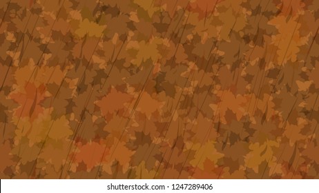 Falling maple leaves, raindrops. Autumn background. The idea of design of tiles, wallpaper, packaging, textiles, background.