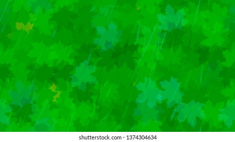 Falling maple leaves, raindrops. Autumn background. The idea of design of tiles, wallpaper, packaging, textiles, background.