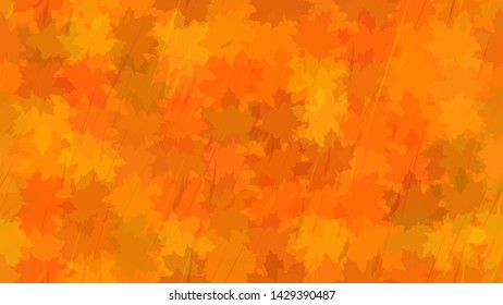 Falling maple leaves, raindrops. Autumn pattern. The idea of design of tiles, wallpaper, packaging, textiles, background.