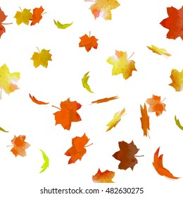 Falling maple leaves. seamless background. Vector