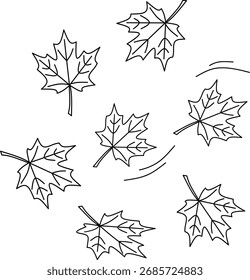 O Maple Que Cai Deixa O Desenho De Arte Da Linha Giratória. Vetor de Contorno de Temporada de outono