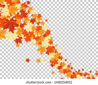 Queda de folhas de bordo com grade de transparência no verso. Ilustração de vetor.